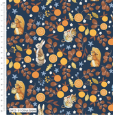 Make + Believe Winter Fruits Peter Rabbit Baumwolldrucke, 100 % Bio-Baumwolle, 112 cm breit, Digitaldrucke, ideal zum Basteln, Quilten, Patchworken